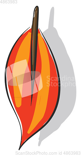 Image of Clipart of a red leaf  vector or color illustration