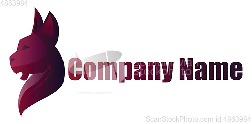 Image of Deep purple wild cat illustration vector logo design on a white 