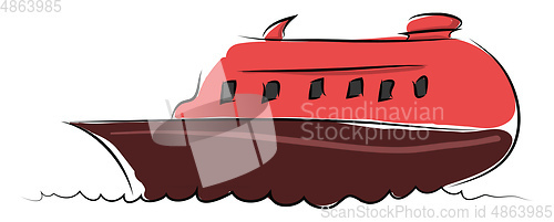 Image of Cartoon red boat vector illustration on white background