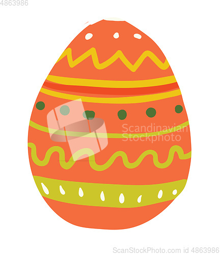 Image of An orange Easter egg vector or color illustration