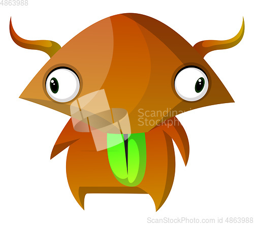 Image of Brown monster with wide eyes illustration vector on white backgr