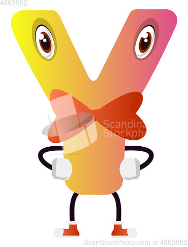 Image of Yellow letter Y with bowtie vector illustration on white backgro