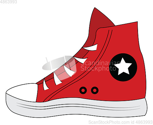 Image of Red sneaker  vector illustration on white background