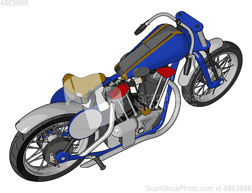 Image of Blue vintage chopper motorcycle vector illustration on white bac