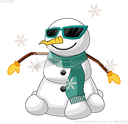 Image of Cool snowman illustration vector on white background