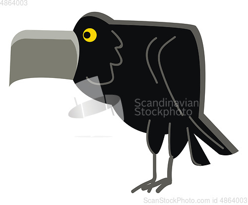 Image of Illustration of an angry black crown bird with its flat and wide
