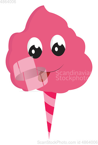 Image of Pink cotton candy with big eyes vector illustration on white bac