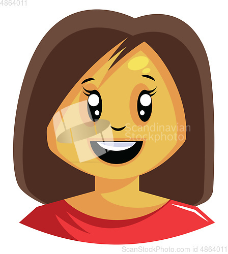 Image of Woman with short brown hair is happy illustration vector on whit
