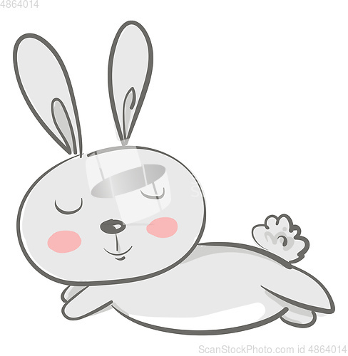 Image of A cute cartoon hare sleeping on its arms vector color drawing or