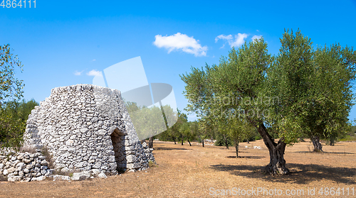 Image of Puglia Region, Italy. Traditional warehouse made of stone