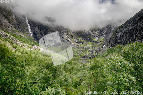 Image of Dramatic norwegian landscape in cold summer