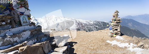 Image of Buddha on mountain summit Nepal