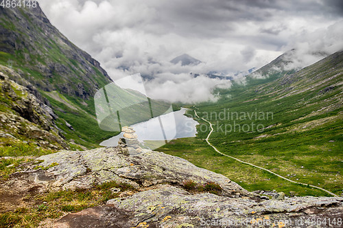 Image of Dramatic norwegian landscape in cold summer