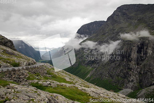 Image of Dramatic norwegian landscape in cold summer