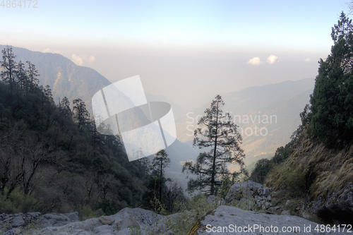 Image of Nepal trek in nature reserve valley
