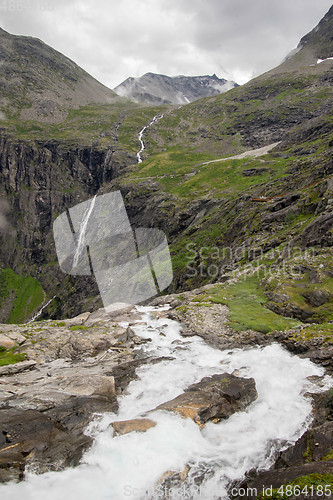 Image of Dramatic norwegian landscape in cold summer