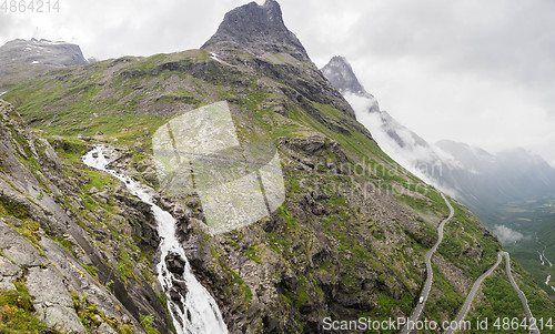 Image of Waterfall in Norway summer travel