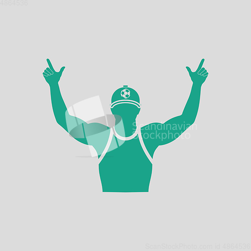 Image of Football fan with hands up icon