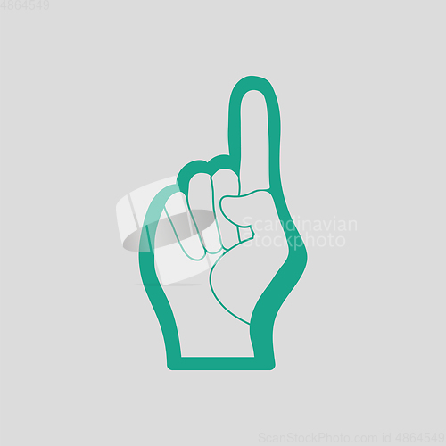 Image of Fan foam hand with number one gesture icon