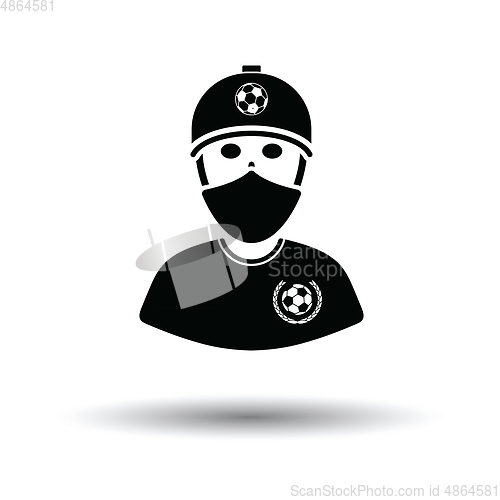 Image of Football fan with covered  face by scarf icon