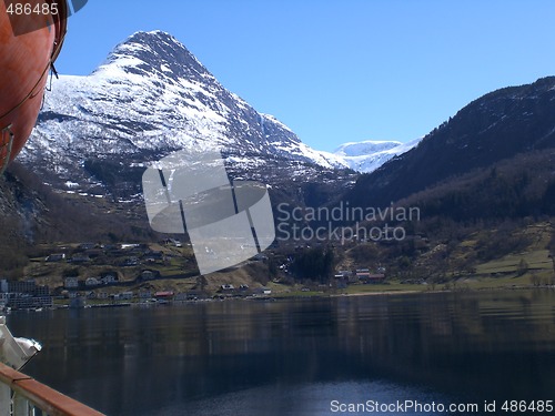 Image of Hurtigruten in Geirangerfjord