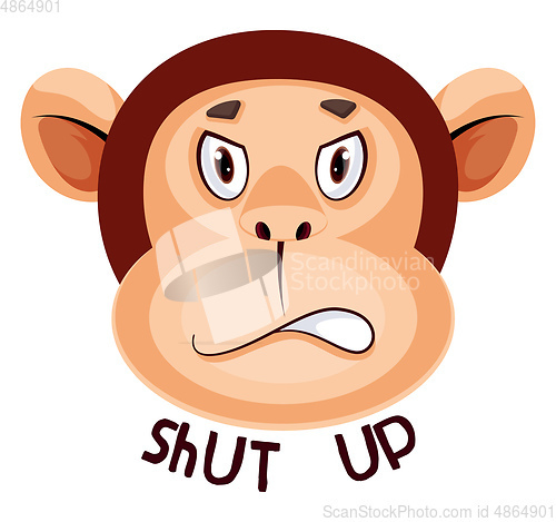 Image of Monkey is saying shut up, illustration, vector on white backgrou