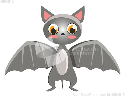 Image of Little bat with grey wings vector or color illustration