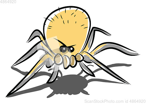 Image of Drawing of an angry spider with its eight legs vector color draw