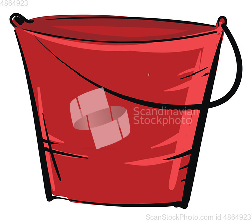 Image of Red bucket vector illustration on white background