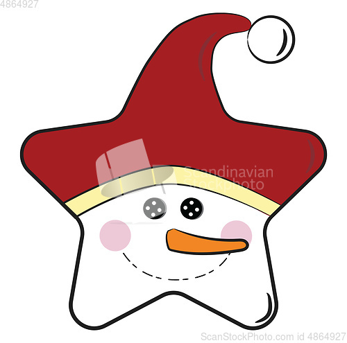 Image of Christmas themed snowman cushion with Santa hat vector or color 