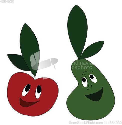 Image of Clipart of laughing vegetables tomato and pear vector or color i
