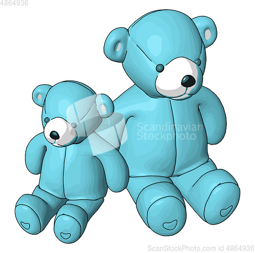 Image of Blue  teddy bears vector illustration on white background