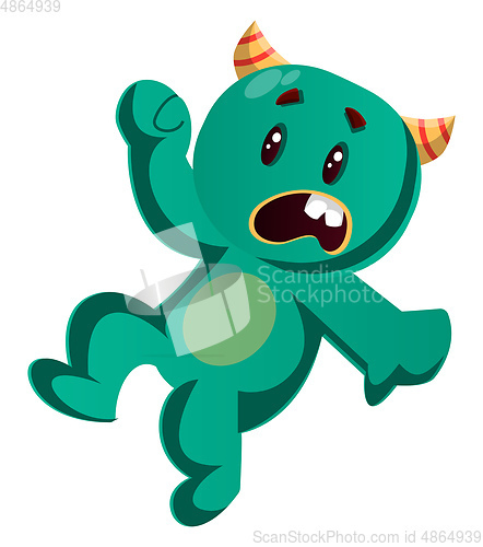 Image of Green monster falling vector illustration