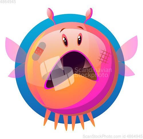 Image of Scared pink cartoon monster vector illustartion on white backgro