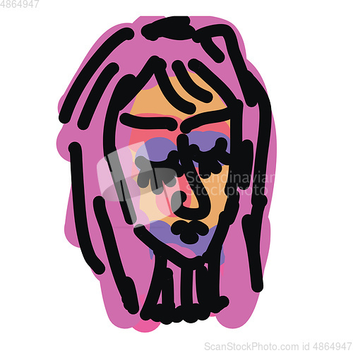 Image of A colorful painting of an artistic woman vector or color illustr
