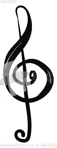 Image of Treble clef in black ink vector or color illustration