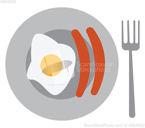 Image of A high protein breakfast platter with eggs and sausages vector c