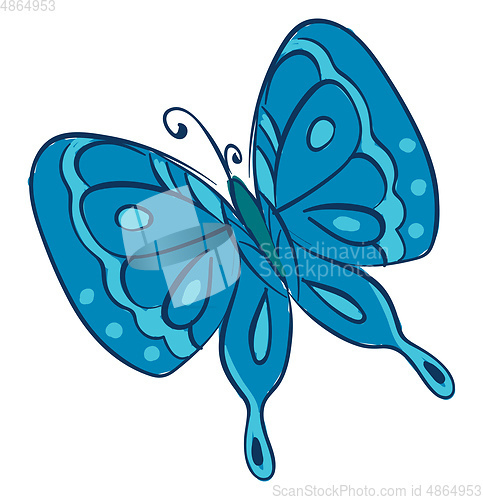 Image of Clipart of a blue butterfly vector or color illustration