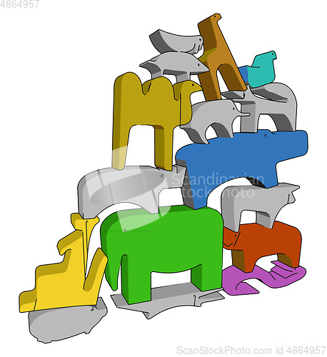 Image of Colorful toy animals vector or color illustration