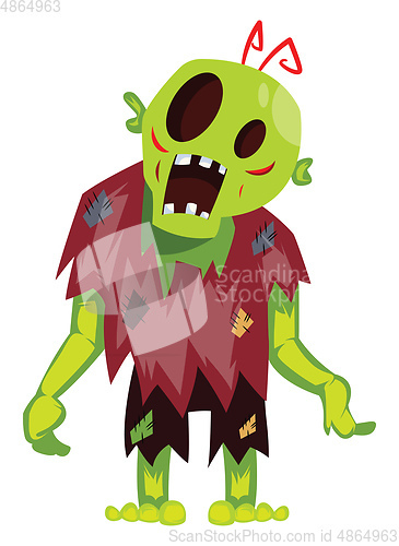 Image of Cartoon zombie on white background vector illustration.