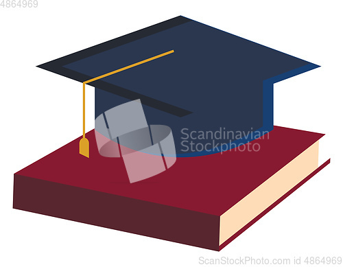 Image of Education with book and graduation hat vector or color illustrat