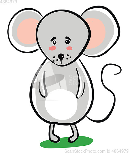 Image of Clipart of a sad mouse set on isolated white background vector o