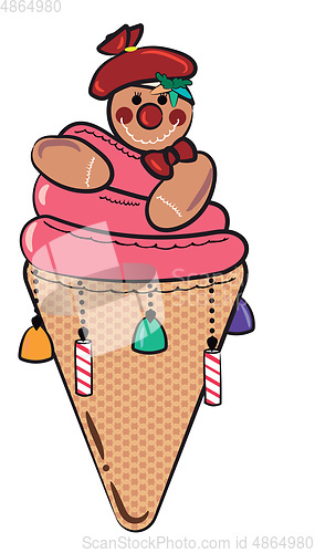 Image of Ice cream cone shaped sweet vector or color illustration