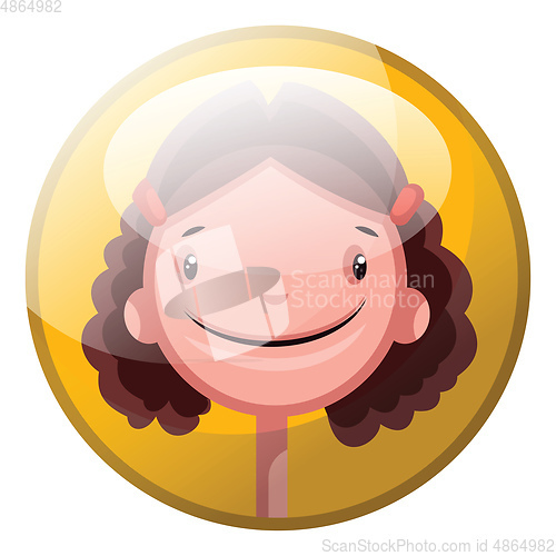 Image of Cartoon character of a smiling girl with brown curly hair vector