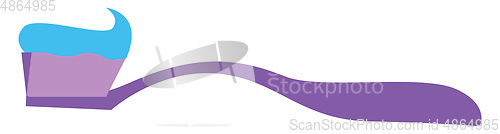 Image of A purple toothbrush with toothpaste is ready for brushing up the