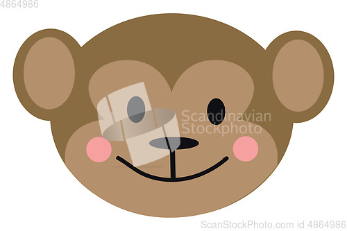 Image of Brown monkey smiling face illustration vector on white backgroun
