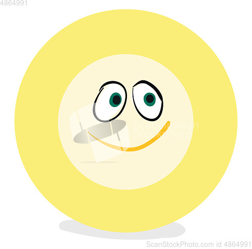 Image of Emoji funny happy yellow-colored plate vector or color illustrat