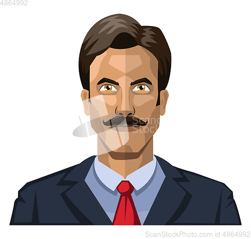 Image of Man with mustaches and short black hair illustration vector on w