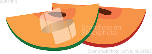 Image of Two apple slices vector illustration on white background