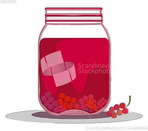 Image of A jar of berry compote vector or color illustration